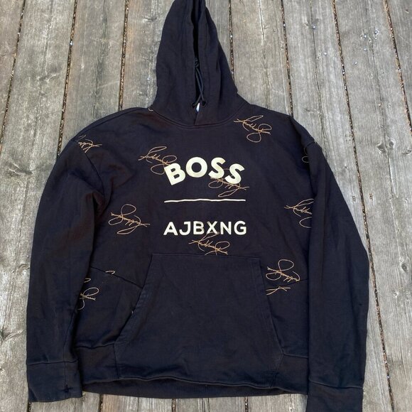 Men's Black Hugo Boss X Ajbxng Relaxed-fit Hoodie Anthony Joshua Boxing AJ - Picture 4 of 9